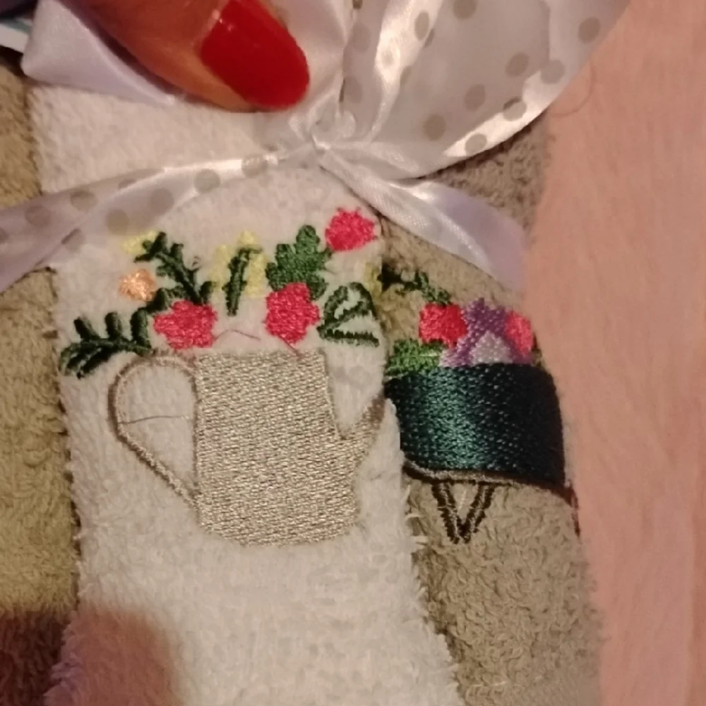 Mainstays Green Embroidered Cotton Washcloths